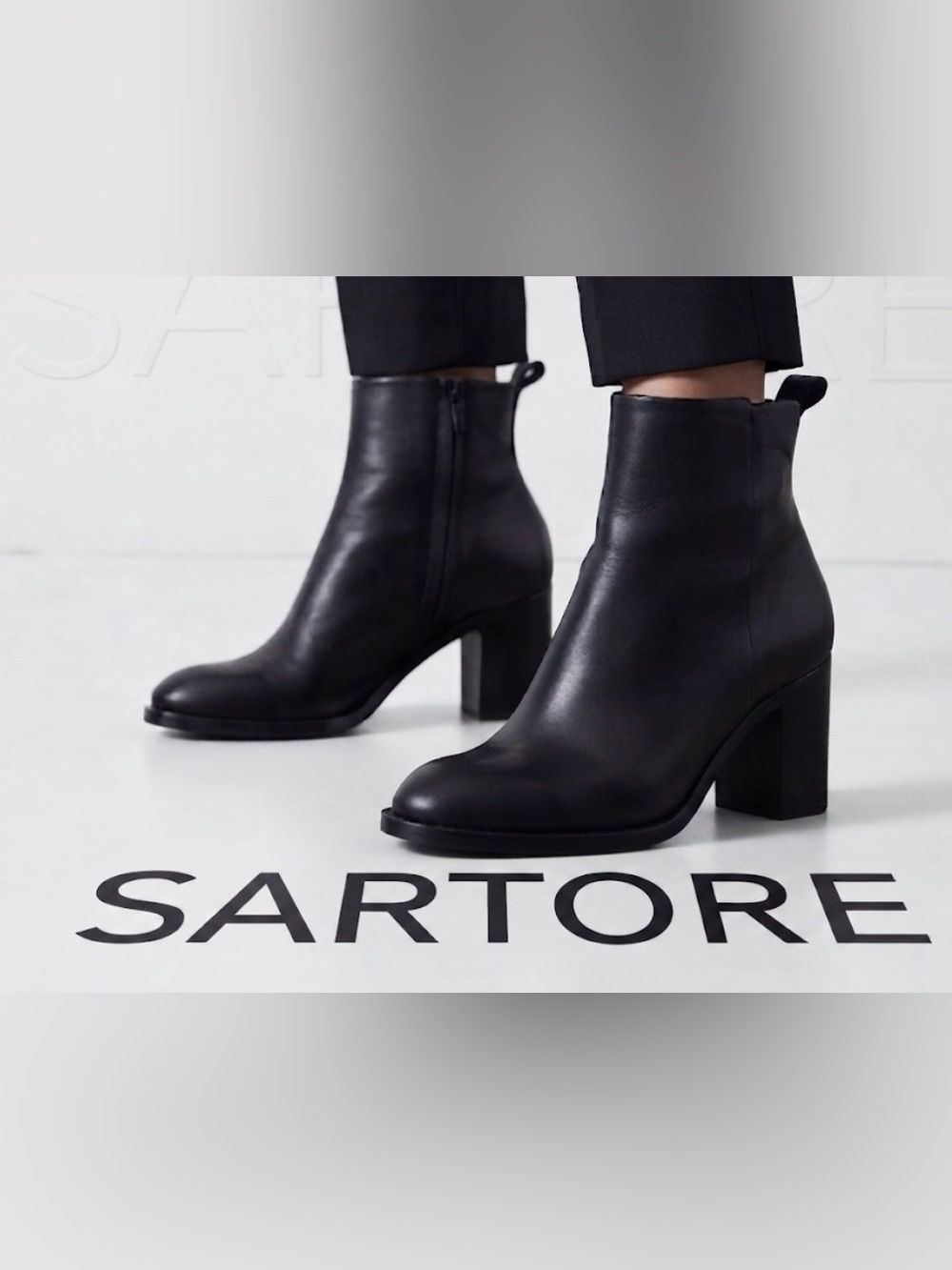Authentic SARTORE black leather designer boots booties sz 9